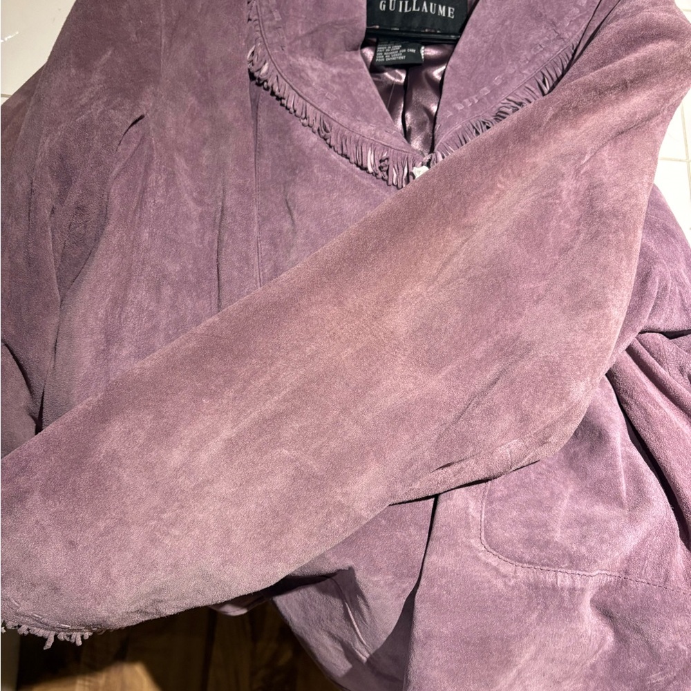 Lavender Suede Fringe Collar Jacket - Picture 13 of 13